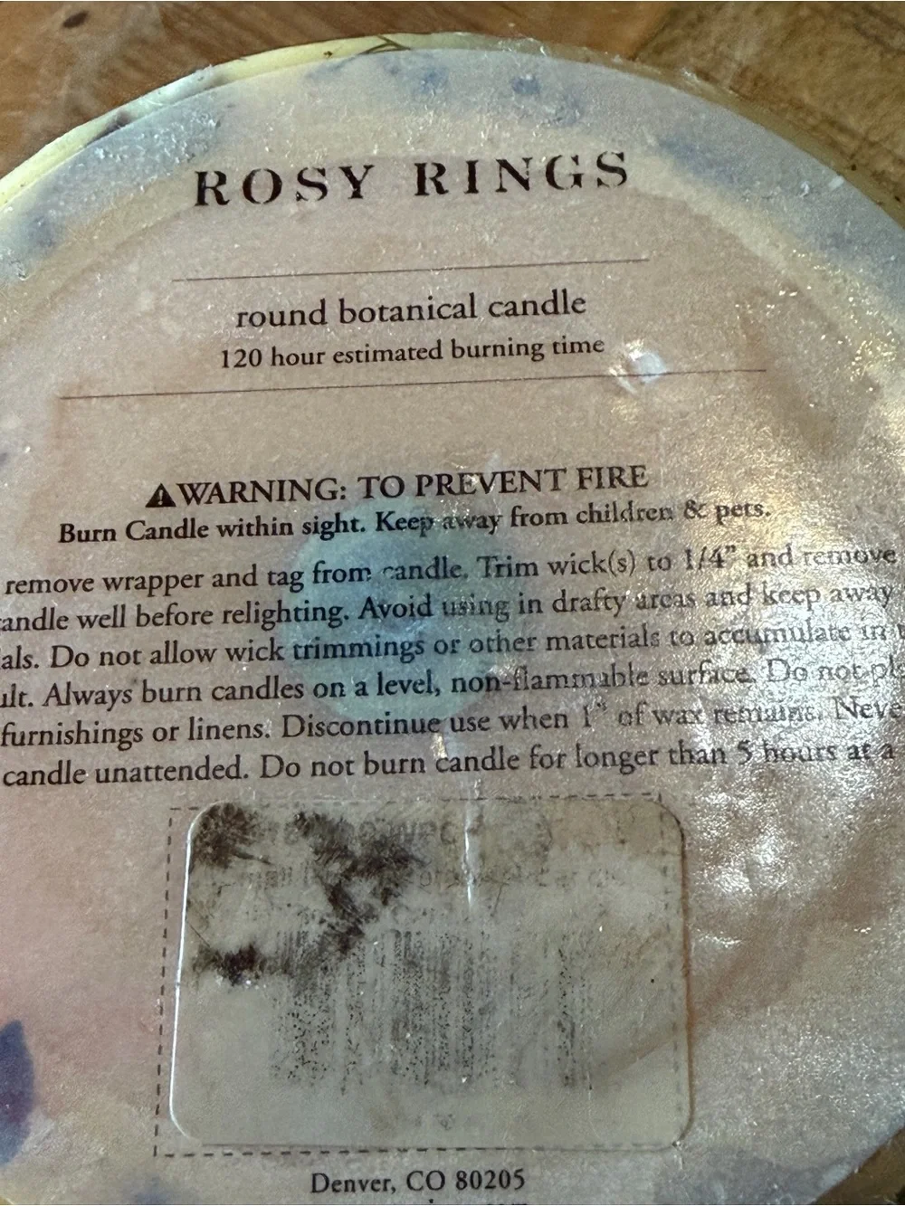 Rosy Rings Small 5.5 Inch 120 Hour Pillar Botanical Scented Candle 120 hours